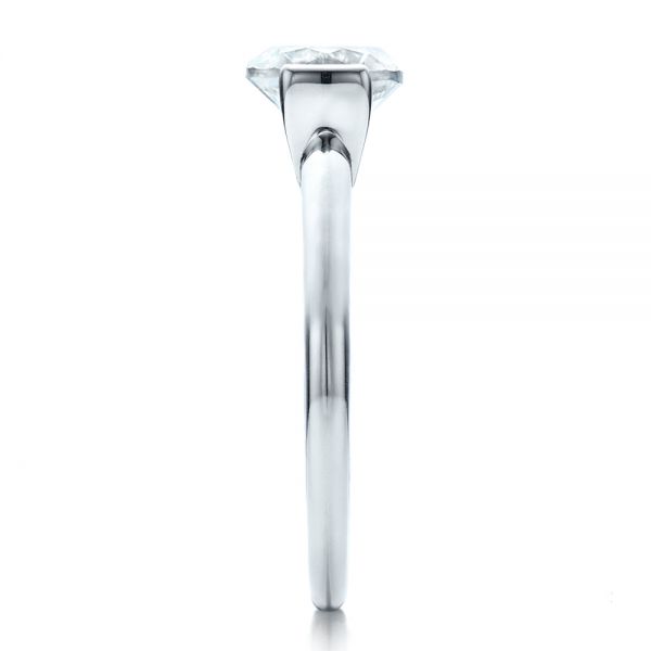 18k White Gold Half Bezel Diamond Solitaire Engagement Ring - Side View - 1480