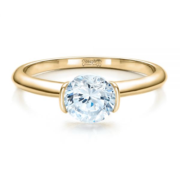 14k Yellow Gold 14k Yellow Gold Half Bezel Diamond Solitaire Engagement Ring - Flat View -  1480