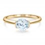 18k Yellow Gold 18k Yellow Gold Half Bezel Diamond Solitaire Engagement Ring - Flat View -  1480 - Thumbnail