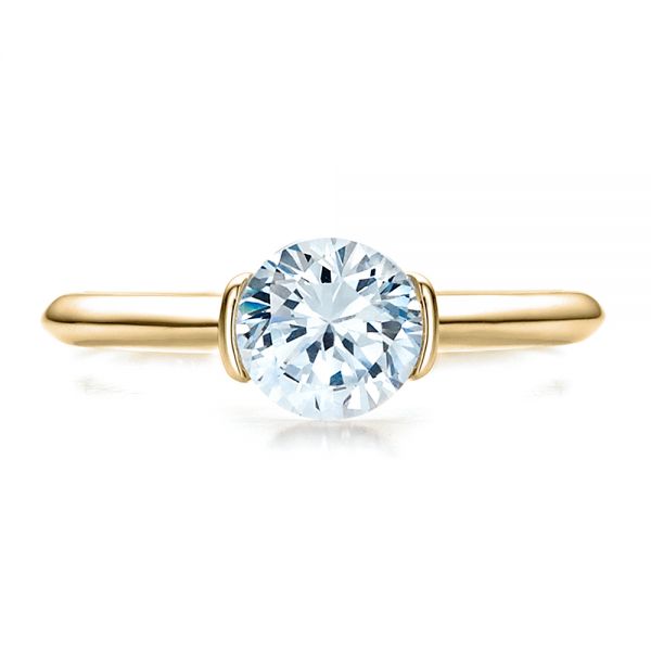 14k Yellow Gold 14k Yellow Gold Half Bezel Diamond Solitaire Engagement Ring - Top View - 1480