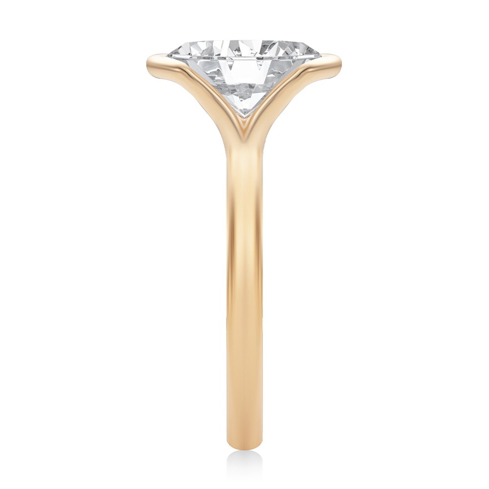 18k Rose Gold 18k Rose Gold Half Bezel Oval Diamond Split Shank Engagement Ring - Side View -  108359 - Thumbnail