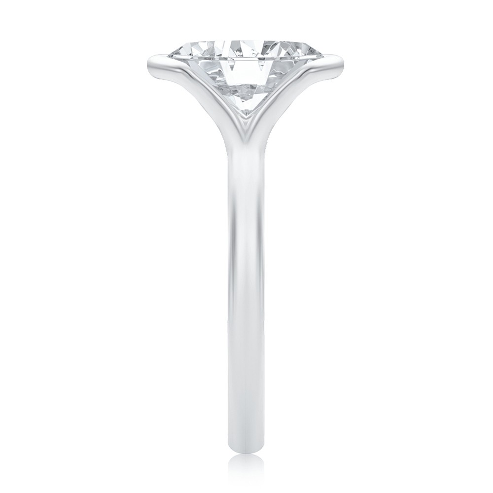 18k White Gold 18k White Gold Half Bezel Oval Diamond Split Shank Engagement Ring - Side View -  108359 - Thumbnail