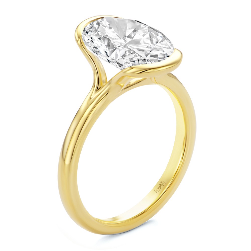 Half Bezel Oval Diamond Split Shank Engagement Ring - Image