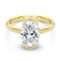 14k Yellow Gold Half Bezel Oval Diamond Split Shank Engagement Ring - Flat View -  108359 - Thumbnail