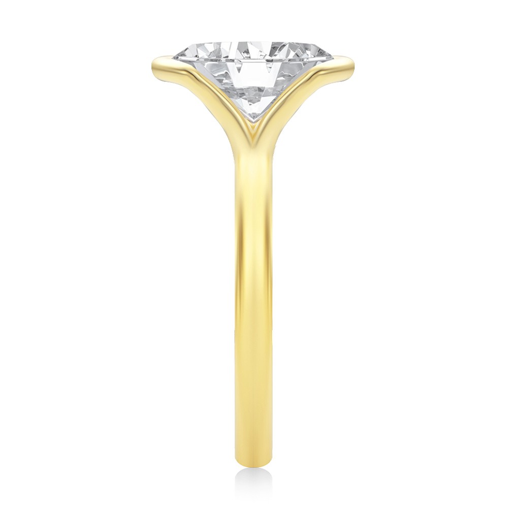 14k Yellow Gold Half Bezel Oval Diamond Split Shank Engagement Ring - Side View -  108359 - Thumbnail