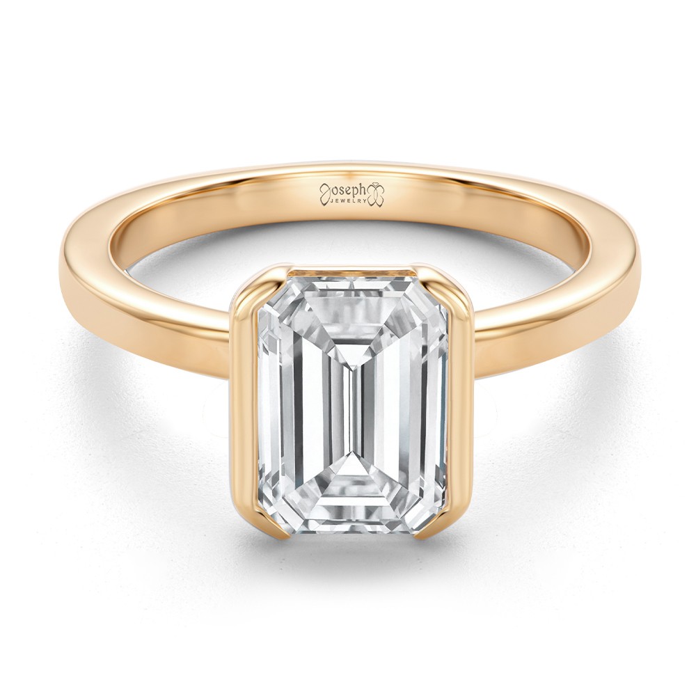 14k Rose Gold 14k Rose Gold Half Bezel Solitaire Engagement Ring - Flat View -  108360