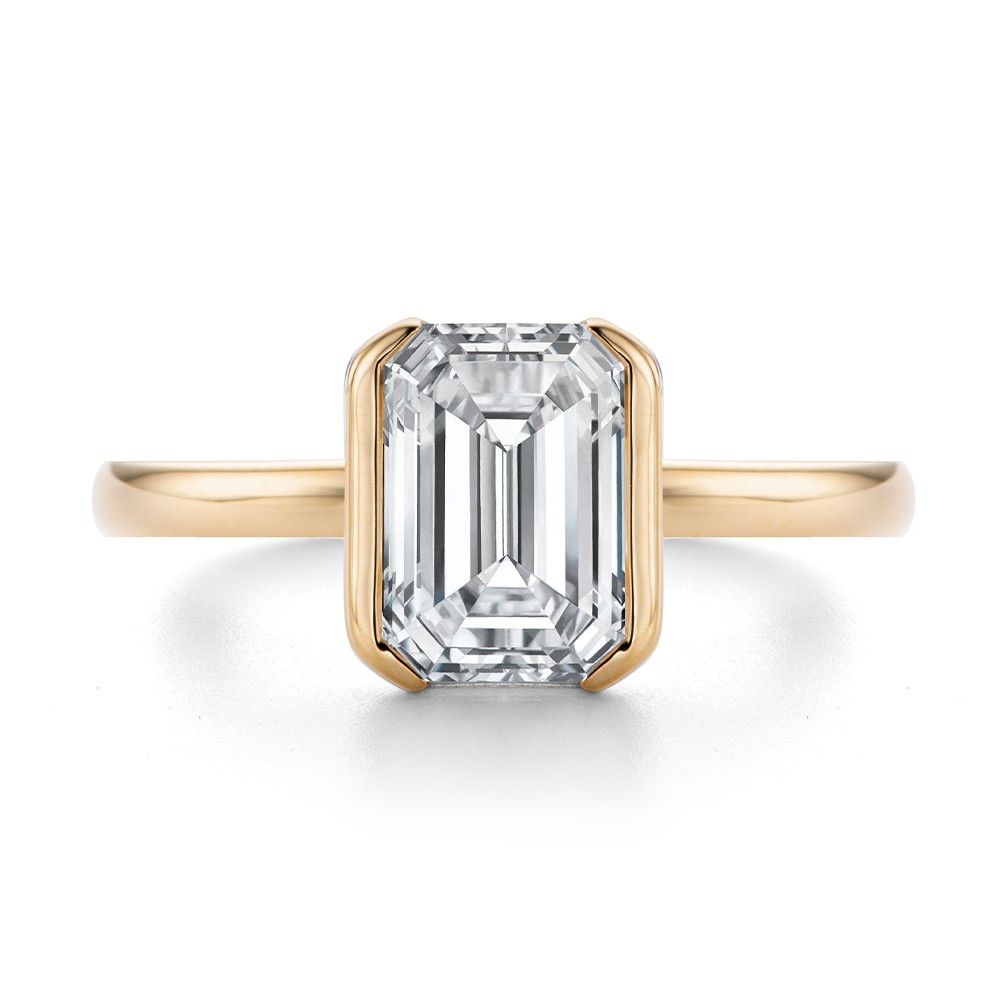 14k Rose Gold 14k Rose Gold Half Bezel Solitaire Engagement Ring - Top View -  108360
