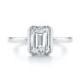 18k White Gold 18k White Gold Half Bezel Solitaire Engagement Ring - Top View -  108360 - Thumbnail
