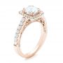 18k Rose Gold 18k Rose Gold Halo Diamond Engagement Ring - Three-Quarter View -  102552 - Thumbnail
