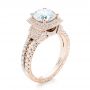 18k Rose Gold 18k Rose Gold Halo Diamond Engagement Ring - Three-Quarter View -  103716 - Thumbnail