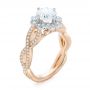 14k Rose Gold And 18K Gold 14k Rose Gold And 18K Gold Halo Diamond Engagement Ring - Three-Quarter View -  104014 - Thumbnail