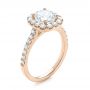 18k Rose Gold 18k Rose Gold Halo Diamond Engagement Ring - Three-Quarter View -  104021 - Thumbnail