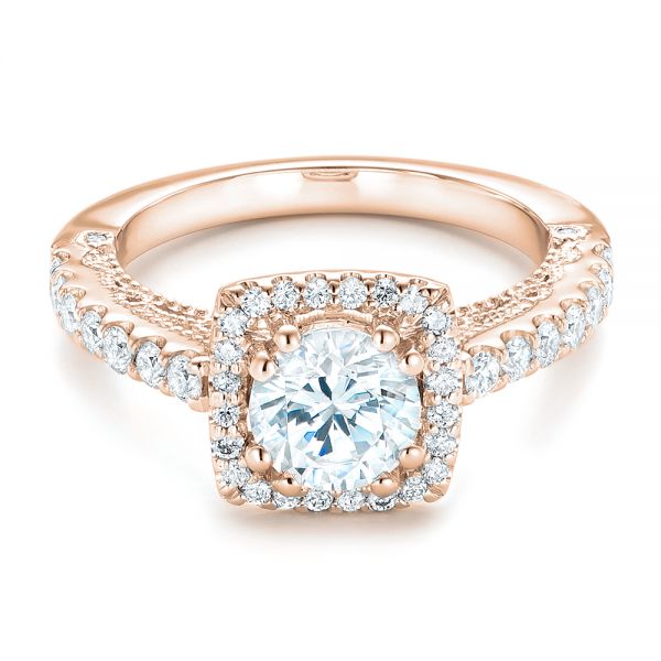 14k Rose Gold 14k Rose Gold Halo Diamond Engagement Ring - Flat View - 102552