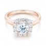 18k Rose Gold 18k Rose Gold Halo Diamond Engagement Ring - Flat View -  103050 - Thumbnail