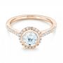 18k Rose Gold 18k Rose Gold Halo Diamond Engagement Ring - Flat View -  103083 - Thumbnail