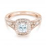 18k Rose Gold 18k Rose Gold Halo Diamond Engagement Ring - Flat View -  103097 - Thumbnail