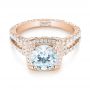 14k Rose Gold 14k Rose Gold Halo Diamond Engagement Ring - Flat View -  103716 - Thumbnail