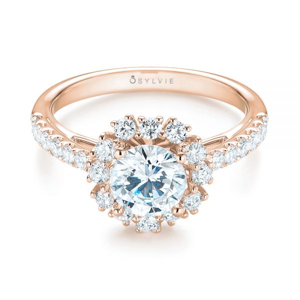 14k Rose Gold 14k Rose Gold Halo Diamond Engagement Ring - Flat View - 103835
