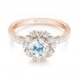 18k Rose Gold 18k Rose Gold Halo Diamond Engagement Ring - Flat View -  103835 - Thumbnail