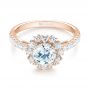 14k Rose Gold 14k Rose Gold Halo Diamond Engagement Ring - Flat View -  103835 - Thumbnail
