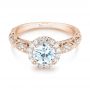 14k Rose Gold 14k Rose Gold Halo Diamond Engagement Ring - Flat View -  103899 - Thumbnail