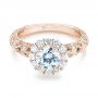 14k Rose Gold 14k Rose Gold Halo Diamond Engagement Ring - Flat View -  103900 - Thumbnail