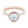 14k Rose Gold 14k Rose Gold Halo Diamond Engagement Ring - Flat View -  104022 - Thumbnail