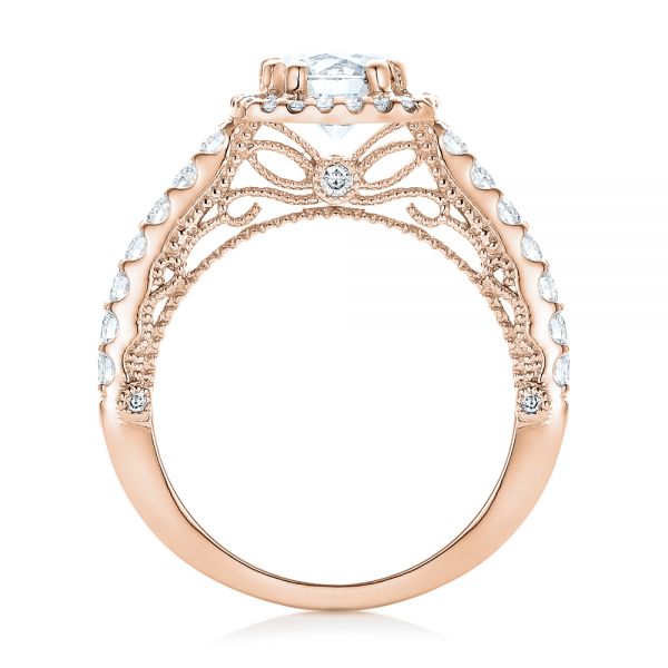 14k Rose Gold 14k Rose Gold Halo Diamond Engagement Ring - Front View -  102552
