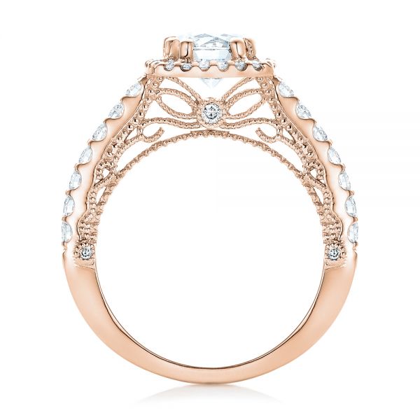 14k Rose Gold 14k Rose Gold Halo Diamond Engagement Ring - Front View - 102552