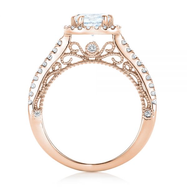 14k Rose Gold 14k Rose Gold Halo Diamond Engagement Ring - Front View -  102553