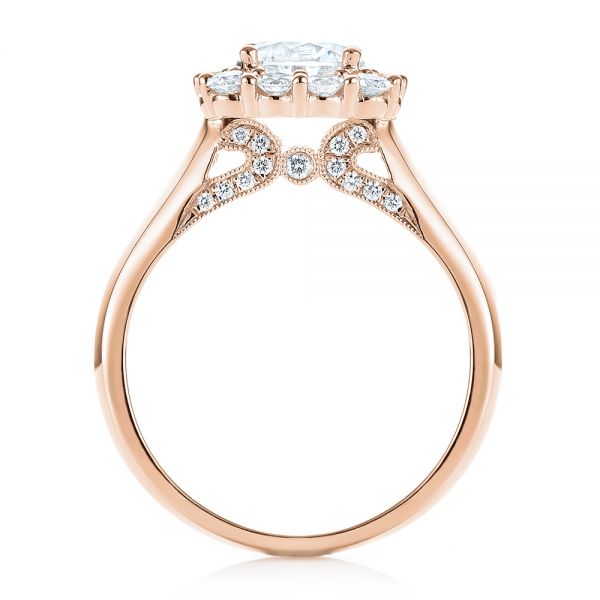 18k Rose Gold 18k Rose Gold Halo Diamond Engagement Ring - Front View -  103050