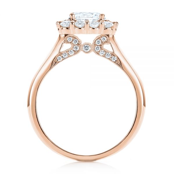 14k Rose Gold 14k Rose Gold Halo Diamond Engagement Ring - Front View - 103050