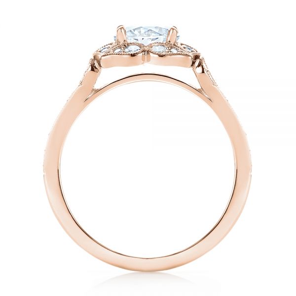 14k Rose Gold 14k Rose Gold Halo Diamond Engagement Ring - Front View -  103052