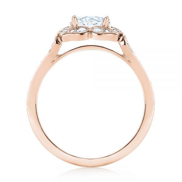 14k Rose Gold 14k Rose Gold Halo Diamond Engagement Ring - Front View - 103052
