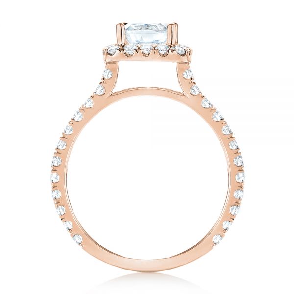 18k Rose Gold 18k Rose Gold Halo Diamond Engagement Ring - Front View -  103079