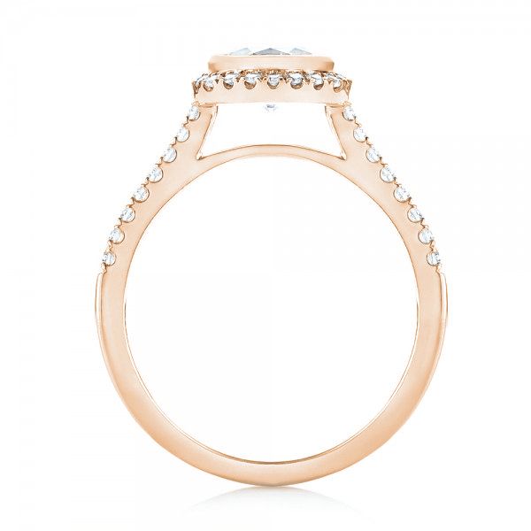 18k Rose Gold 18k Rose Gold Halo Diamond Engagement Ring - Front View -  103083