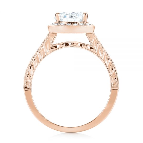 14k Rose Gold 14k Rose Gold Halo Diamond Engagement Ring - Front View -  103090