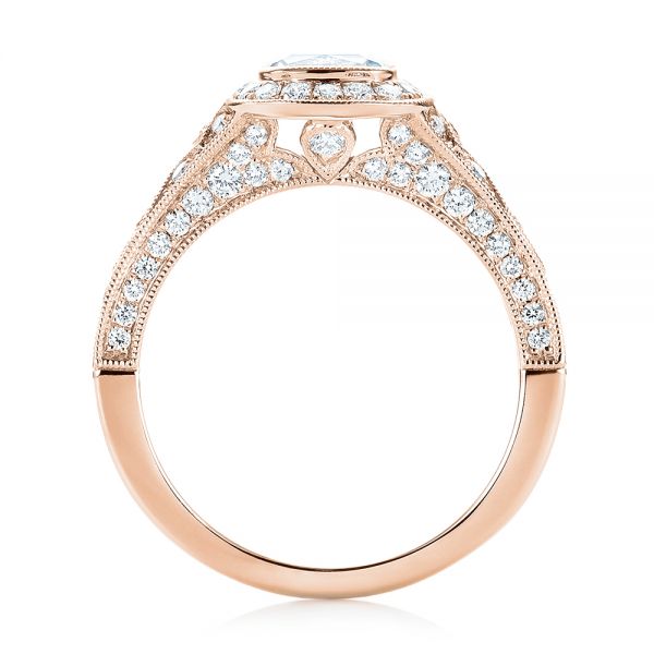 18k Rose Gold 18k Rose Gold Halo Diamond Engagement Ring - Front View -  103097