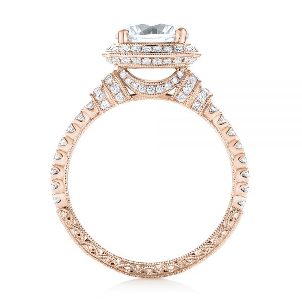 18k Rose Gold 18k Rose Gold Halo Diamond Engagement Ring - Front View -  103716