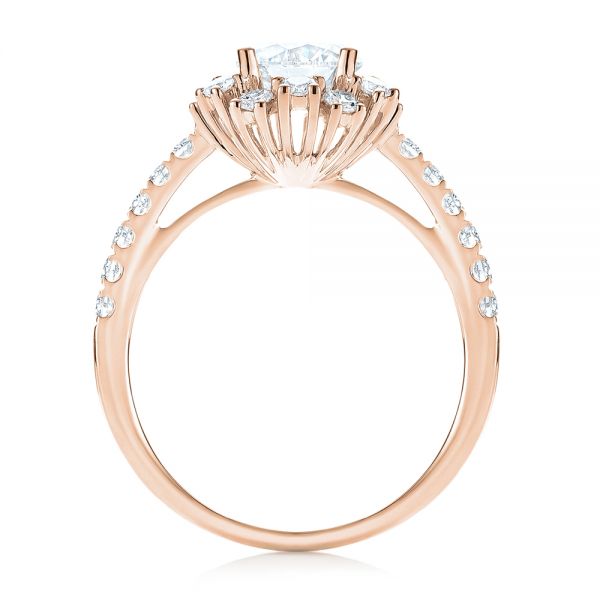 18k Rose Gold 18k Rose Gold Halo Diamond Engagement Ring - Front View -  103835