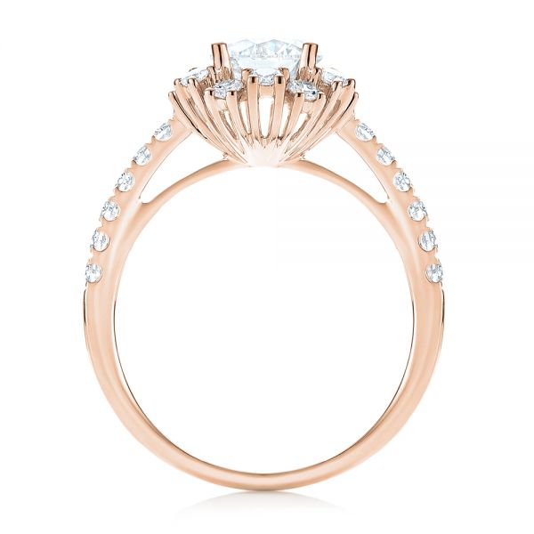 14k Rose Gold 14k Rose Gold Halo Diamond Engagement Ring - Front View - 103835