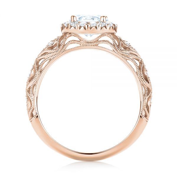 18k Rose Gold 18k Rose Gold Halo Diamond Engagement Ring - Front View -  103899