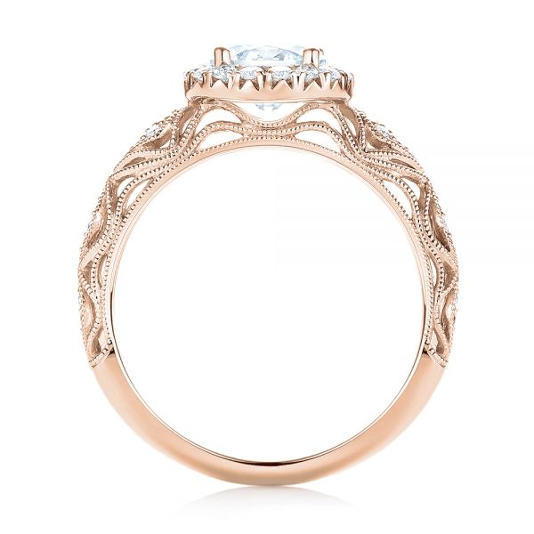 18k Rose Gold 18k Rose Gold Halo Diamond Engagement Ring - Front View -  103899