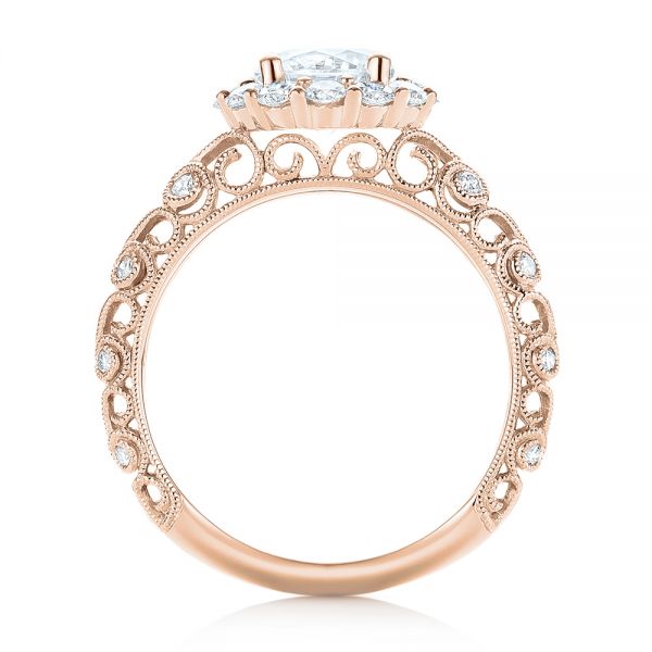 14k Rose Gold 14k Rose Gold Halo Diamond Engagement Ring - Front View -  103900