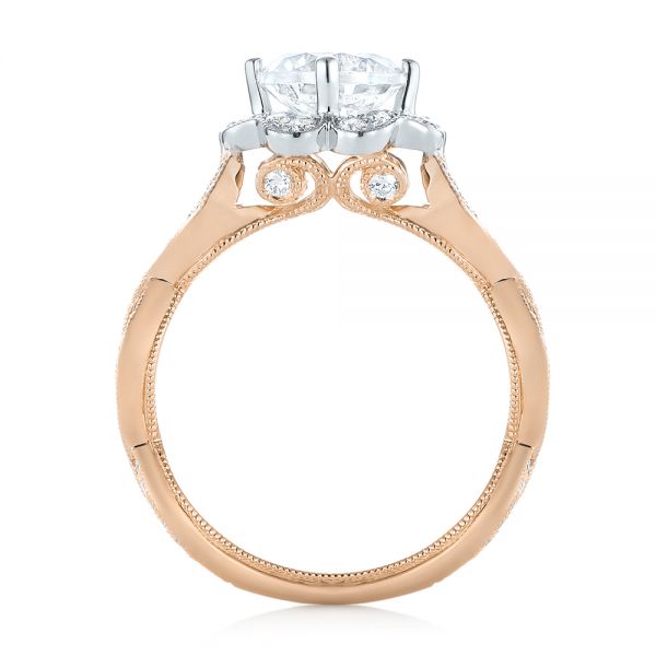 14k Rose Gold And 18K Gold 14k Rose Gold And 18K Gold Halo Diamond Engagement Ring - Front View -  104014