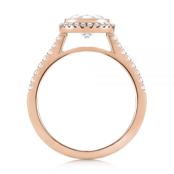 18k Rose Gold 18k Rose Gold Halo Diamond Engagement Ring - Front View - 104022