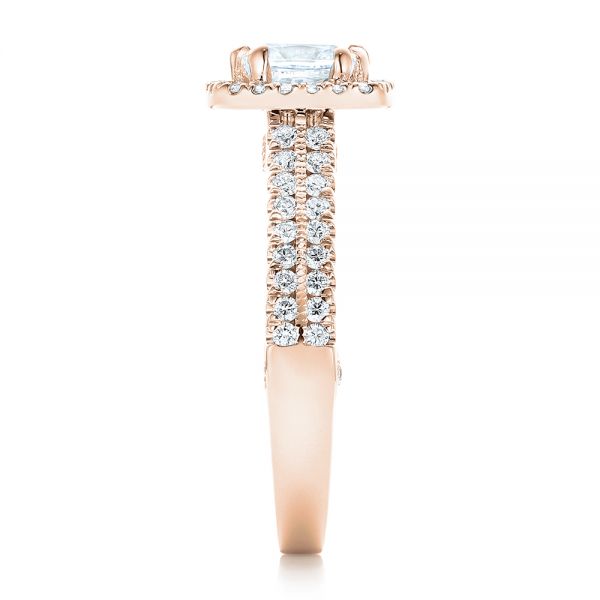 18k Rose Gold 18k Rose Gold Halo Diamond Engagement Ring - Side View -  102553