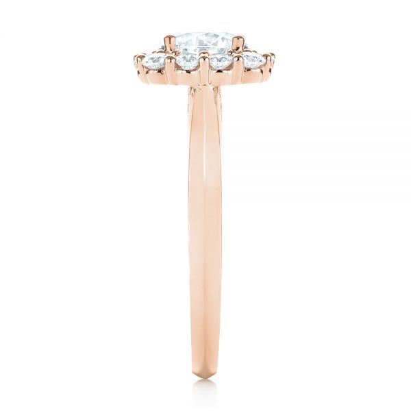14k Rose Gold 14k Rose Gold Halo Diamond Engagement Ring - Side View -  103050