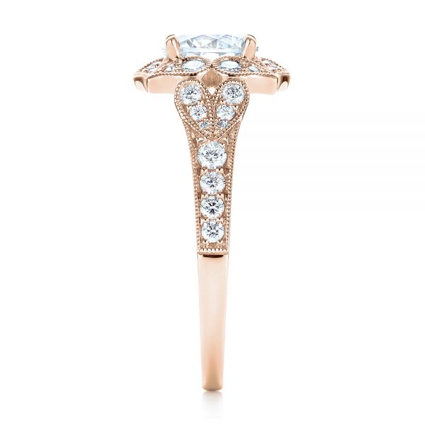 14k Rose Gold 14k Rose Gold Halo Diamond Engagement Ring - Side View - 103052