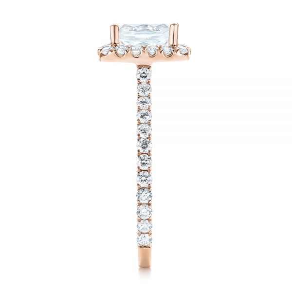 18k Rose Gold 18k Rose Gold Halo Diamond Engagement Ring - Side View -  103079